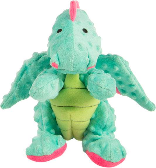 goDog Dragons Squeaky Plush Dog Toy with Chew Guard Technology, Durable Fabric & Squeaker for Active Play, Seafoam, Large