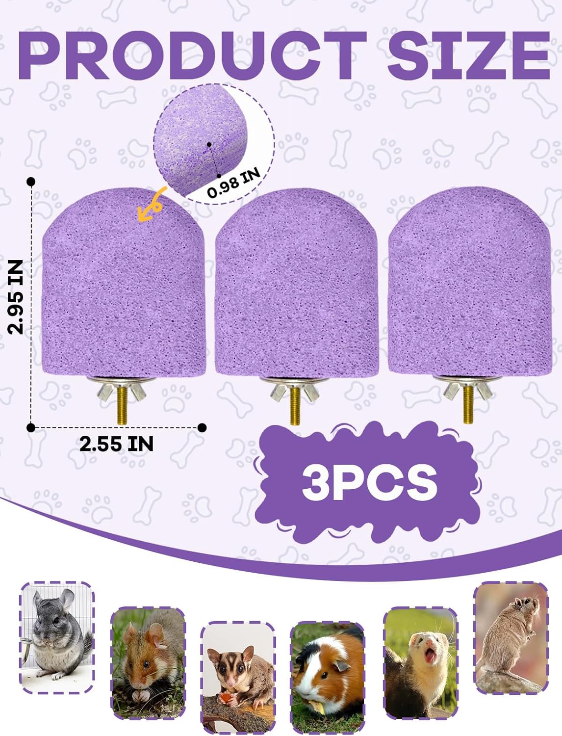 Lava Ledges for Rats 3 Pack Hamster Climbing Ledge Platform Pumice Ledge Shelf Pet Chewing Grinding Toys Small Animals Cage Accessories for Mouse Guinea Pig Gerbil Purple