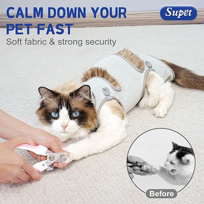 Supet Cat Grooming Hammock, Self-Adherent Cat Wrap for Cutting Nails, Anti-Escape Calming Wrap for Medicine, Nail Clipping, Teeth Brushing, Ear Cleaning