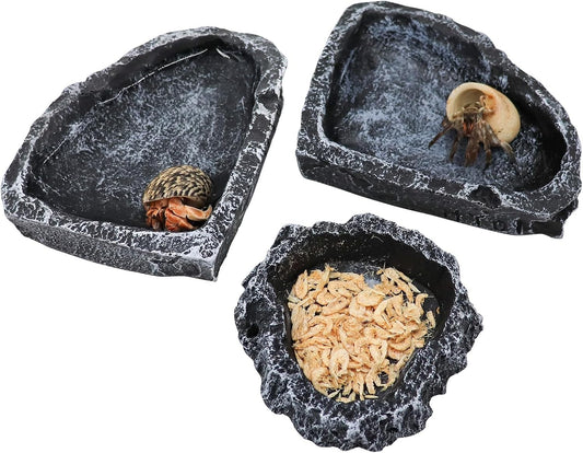 3 Pack Resin Reptile Dish for Food and Water, Hermit Crab Accessories, Hermit Crab Supplies, Hermit Crab Water Bowl, Habitat Accessories for Hermit Crab, Bearded Dragon, Gecko, Tortoise