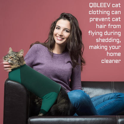 QBLEEV Cat Pajamas for Cats Only, Sticky Hair Cat Clothes, Prevent Lost Fur Kitten Onesie Shirts Costumes Outfits for Daily Wear Parties Photography, Cat Recovery Suit for Cats or Small Dogs