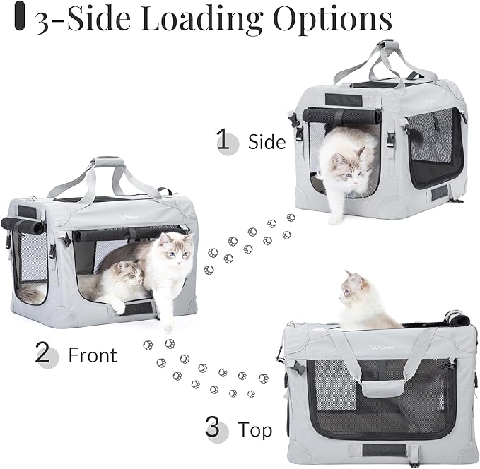 Extra Large Cat Carrier for 2 Cats, Collapsible Soft Sided Pet XL Crate for Large Mudium Big Cat 20lbs+, Car Travel Portable Bag for Long Trips Ride 24"x16.5"x16.5"