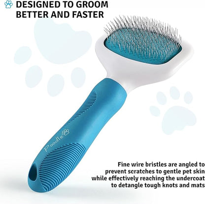 Poodle Pet Slicker Brush - For Dogs, Cats, and Rabbits - Removes Matted Fur, Knots, and Loose Hair - Suitable for Grooming Doodles and Goldendoodles with Short or Long Hair
