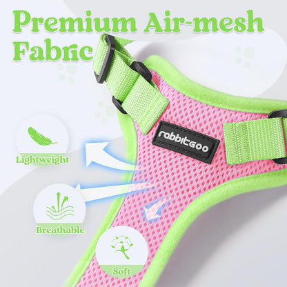 rabbitgoo Cat Harness and Leash Set, Escape Proof Soft Adjustable Vest Harnesses for Outdoor Walking, Easy Control Breathable Kitten Jacket with Reflective Strips, Pink & Light Green, XXS