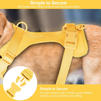 No Pull Lightweight Dog Harness: Adjustable Durable Breathable Mesh Pet Vest Harness with Soft & Comfortable Cushion, for Small Medium Large Dogs (XS, Butter Yellow)
