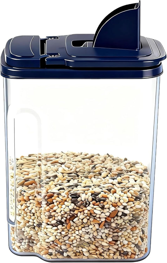 3L/100oz Bird Seed Storage Container,Bird Food Container with Pour Spout,Bird Seed Dispenser,Holds up to 3~4Lbs-Easy Grip and Fill Bird Feeders-Ideal for Storing Sunflower Seed