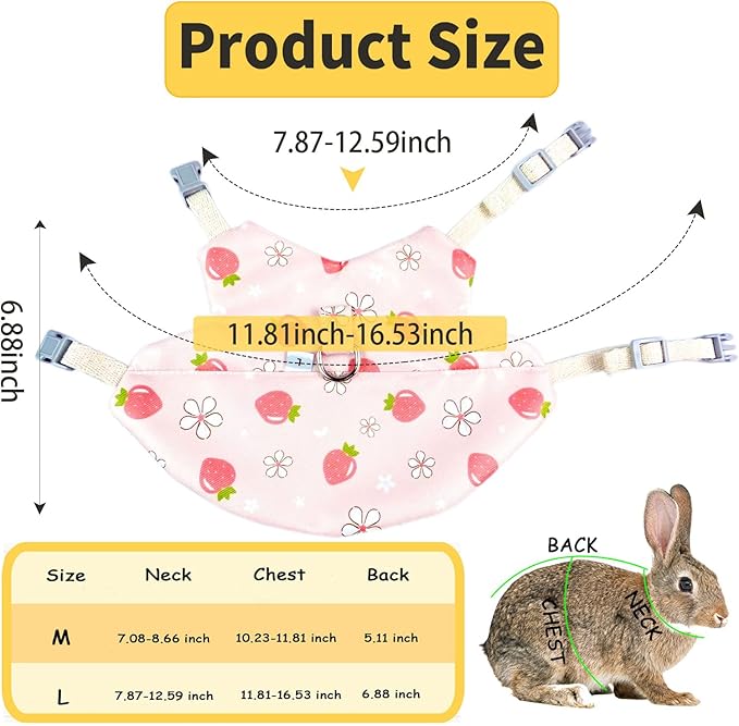 2-Pack Small Pet Harness & Leash Set – Soft, Adjustable Vest for Rabbits, Kittens, Squirrels & More (Pink, L)