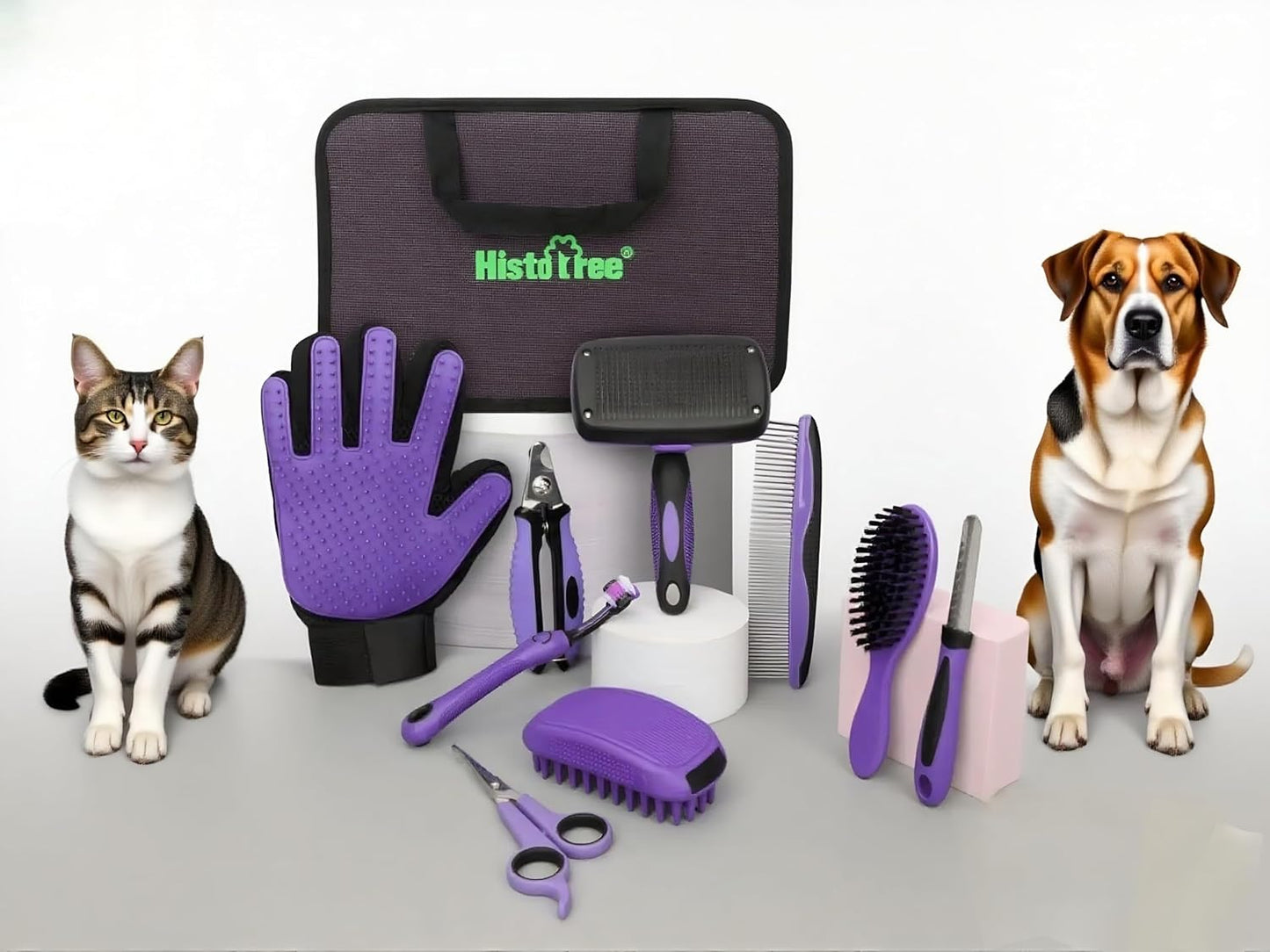 Pet Grooming Tools Kit-9 Packs Dog Cat Grooming Kit Dog Cat Grooming Supplies Dog Cat Brush Set Dog Nail Clippers and Cat Trimming Tools for Short and Long Hair Dog Cat Grooming