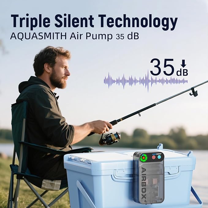 Live Bait Aerator,Ultra-Long Battery Life,Rechargeable Aquarium Air Pump 3w/24GPH(1800mAh Single Hole) IPX4 Magnetic Charging Design,Suitable for Fishing Enthusiasts,with Hose and Stone