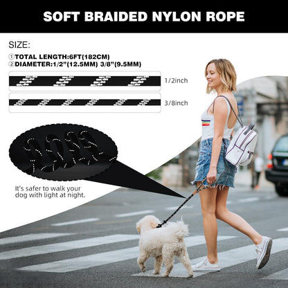 lynxking Slip Lead Dog Leash Reflective, Heavy Duty Comfortable Strong Rope for Large Medium Small Dogs No Pull Pet Training (Black, 2PCS Large 1/2in x 6ft)