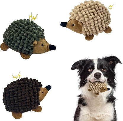 Plush Hedgehog Dog Toys 3 PCS - Squeaky No-Stuffing Hedgehog for Small and Medium Dogs - Keep Your Puppy Busy with Multi-Colored Interactive Toys for Aggressive Chewers