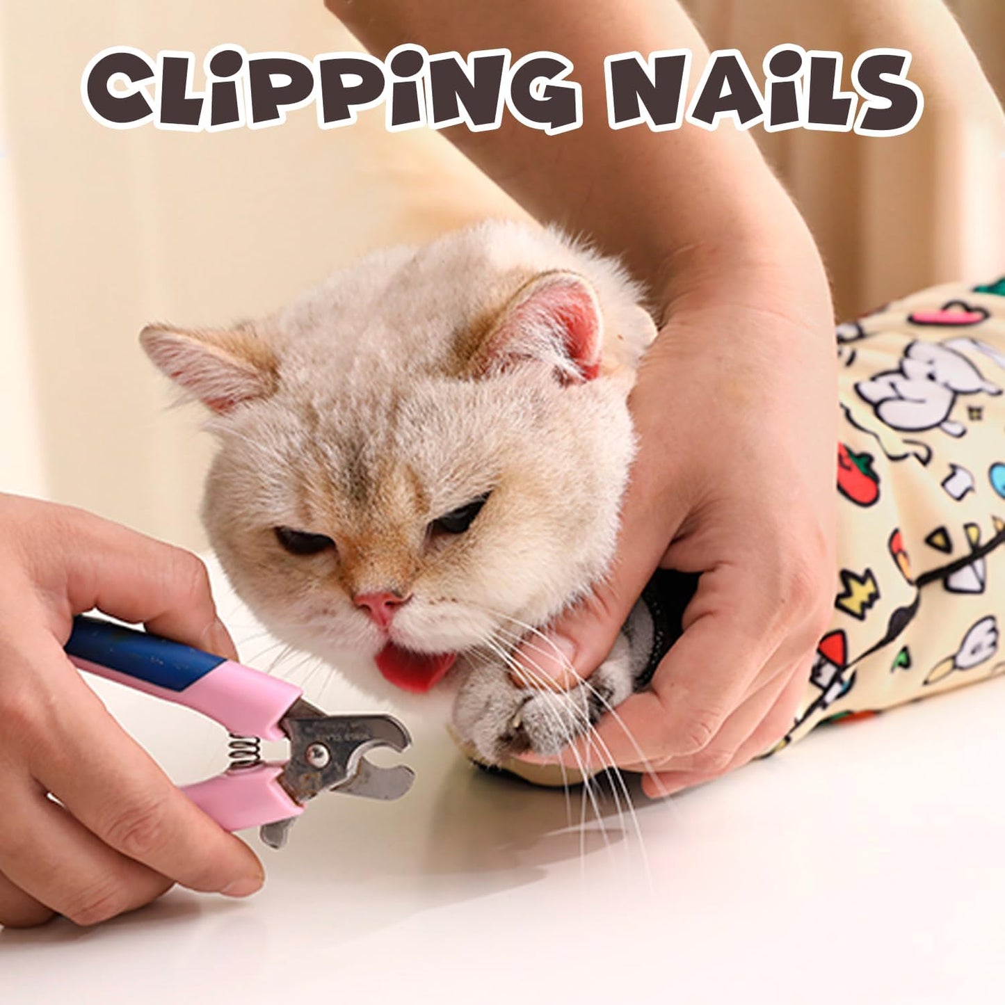 Cat Grooming Wrap, Self-Adherent Soft Cat Blanket to Wrap, Nail Clipping, Anti-Bite, Anti-Scratch, Anti-Escape Calming Wrap (Christmas, 6-10 lbs)