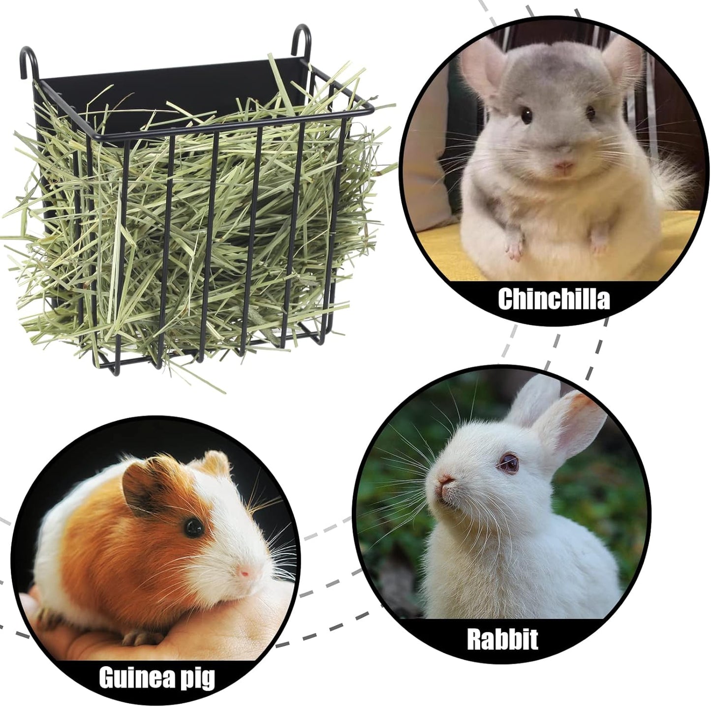 2PCS Rabbit Hay Rack with Heavy-Duty Metal Frame Rabbit Hay Holder for Cage - Guinea Pig Hay Feeder Bunny Hay Feeder,for Rabbits Guinea Pigs Bunny Chinchillas