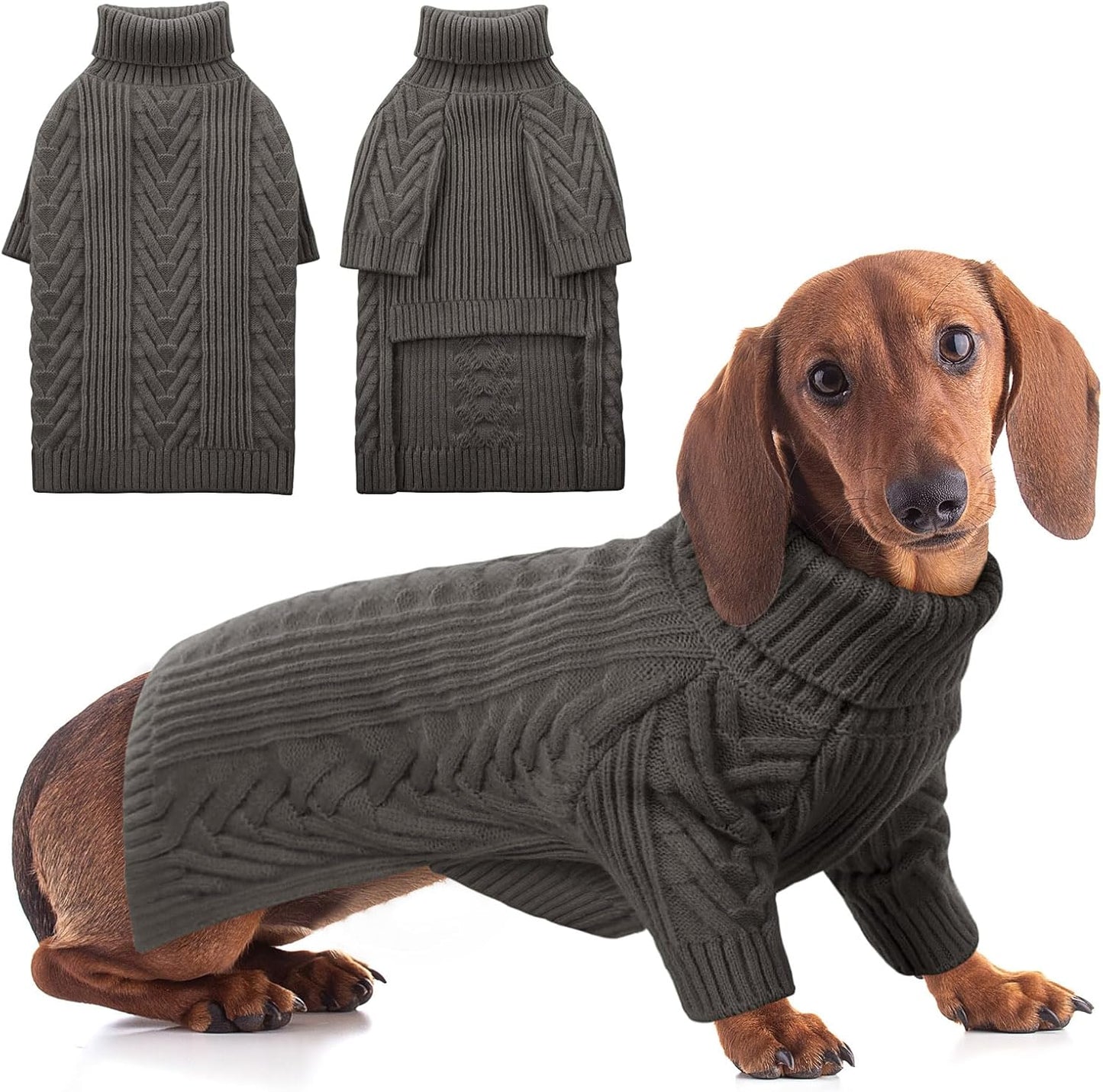 ASENKU Dog Sweater, Dog Sweaters for Medium Dogs, Warm Pullover Doggie KnitTurtleneck Warm Clothes for French Bulldog, Boston Terrier（Dark Grey, M）
