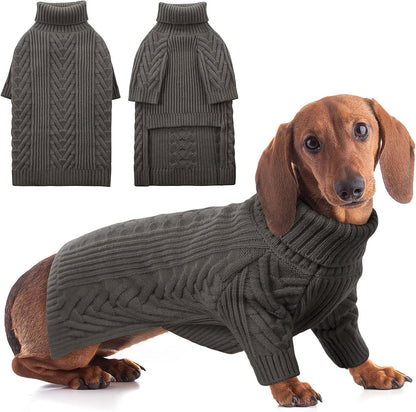 ASENKU Dog Sweater, Dog Sweaters for Medium Dogs, Warm Pullover Doggie KnitTurtleneck Warm Clothes for French Bulldog, Boston Terrier（Dark Grey, M）
