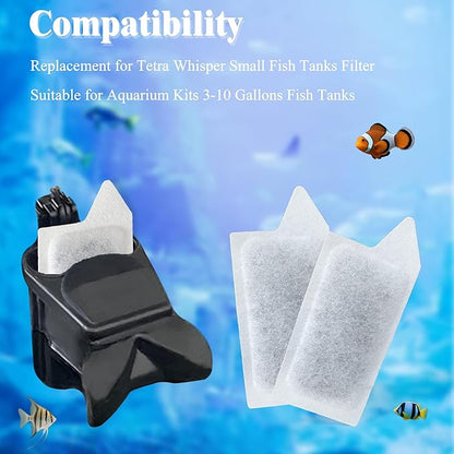 NewKe 10 Pack Small Replacement Cartridges for Tetra Whisper Small Fish Tanks Filter; S Size Filter Cartridge Refills for Aquarium Kits 3-10 Gallons Fish Tanks and for small tanks and filters