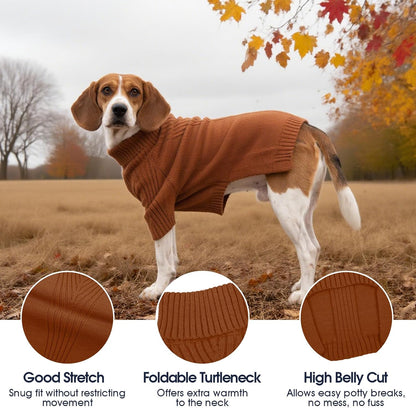 IECOii XXXL Dog Sweater,Warm Dog Sweaters for Extra Large Dogs Girl Boy,Stretchy & Cozy,Turtleneck Knitted Pullover for Pet Wear On Holiday,Easy On Doggy Sweatshirt for Labrador (Caramel,XXXL)