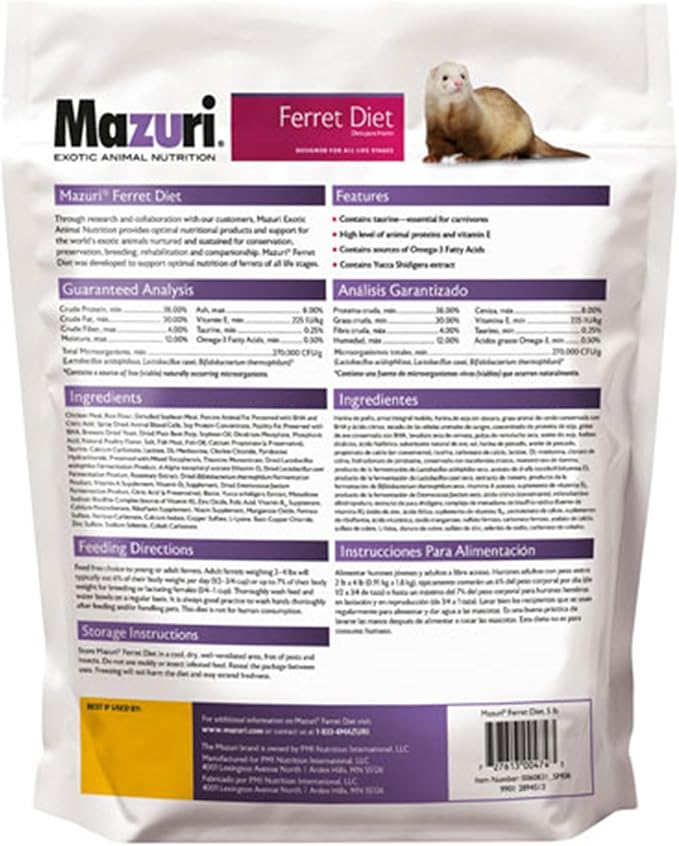 Mazuri | Nutritionally Complete Food for Ferrets| 5 Pound (5 lb.) Bag