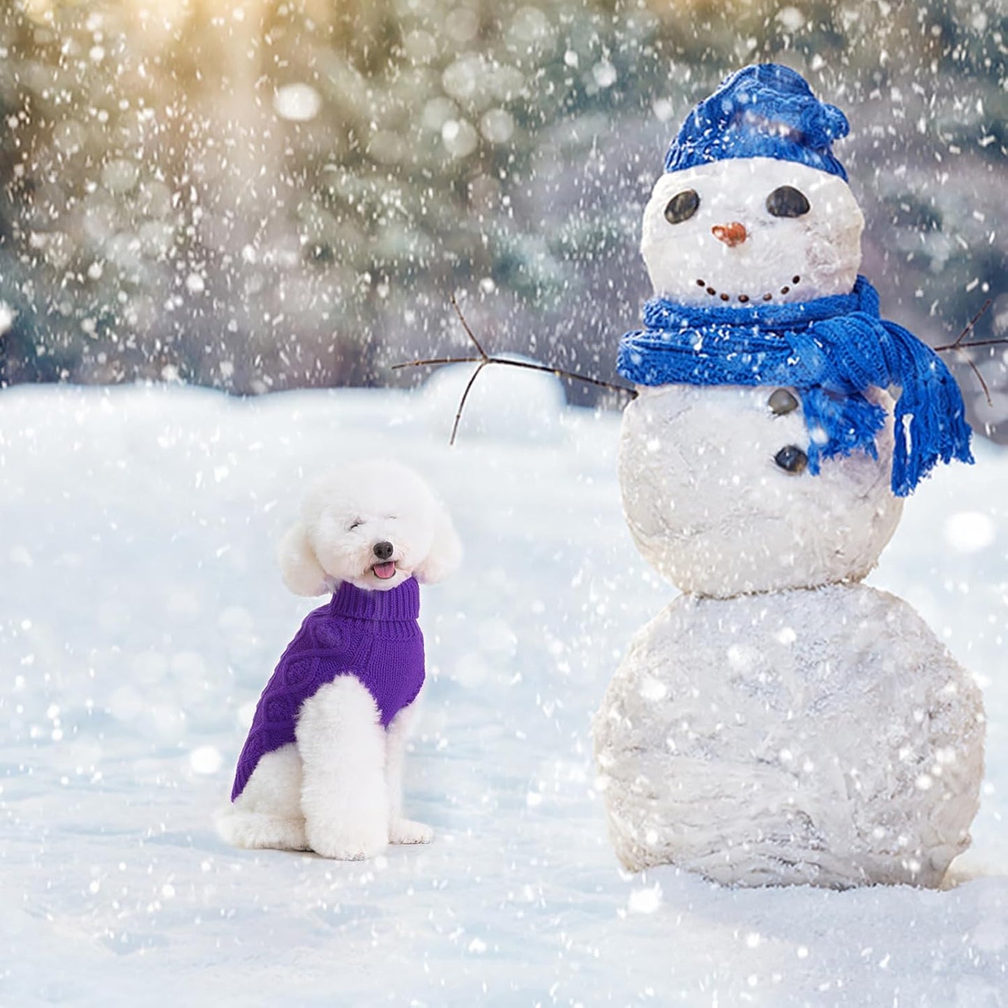 BINGPET Thermal Knitted Dog Sweater for Small Medium Large Dogs,Winter Puppy Cat Coat Warm Sweartershirts Outfits,Classic Cable Knit Turtleneck Pullover Dog Jumper Coat Warm Sweartershirts