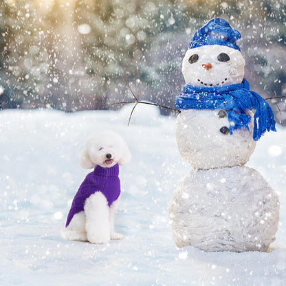 BINGPET Thermal Knitted Dog Sweater for Small Medium Large Dogs,Winter Puppy Cat Coat Warm Sweartershirts Outfits,Classic Cable Knit Turtleneck Pullover Dog Jumper Coat Warm Sweartershirts