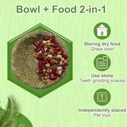 5 Pack Furry Timothy Hay Chewing Bowl for Guinea Pig & Bunnies,Edible Guinea Pig Food,Guinea Pig Toys, Bunny Toys