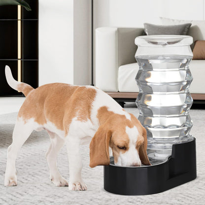 RIZZARI Dog Water Dispenser Bowl: 8L Large Black Stainless Steel Automatic Pet Dispenser with Replaceable Filter - Anti-Splash Design for Busy Owners