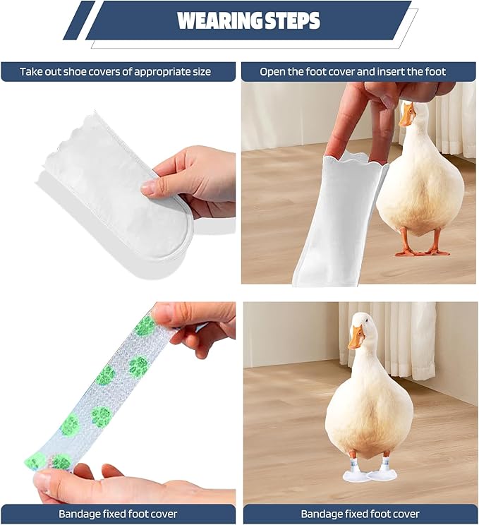 20 Pcs Disposable Boots for Real Duck Feet, Bumble Foot for Duck Pet Duck Supplies with Blue Bandage, Large Size (Green)