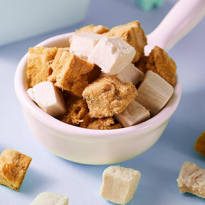 Freeze-Dried Turtle Food – 4 in 1 Chicken, Duck, Salmon, Beef – Treats for Aquatic, Box & Baby Species, Cats & Dogs – Real Human-Grade Meat