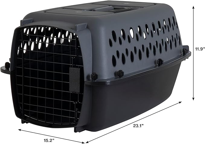 Petmate Pet Porter Dog Kennel 23", Dark Gray & Black, for Pets up to 15lbs, Made in USA