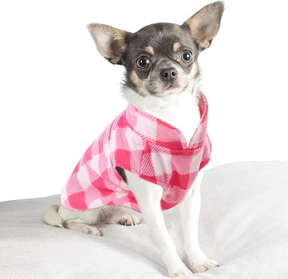 KAMA BRIDAL Spring Autumn Winter Coat Pullover Fleece Vest for Cats Small and Medium Dogs Thin Sweater Pink & White Plaid (Pink, XS)