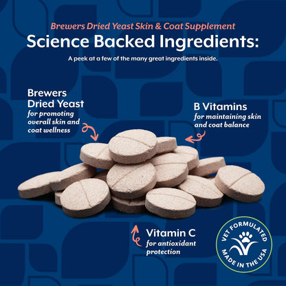 NaturVet Brewers Dried Yeast Formula with Garlic Flavoring Plus Vitamins for Dogs and Cats, Chewable Tablets, Made in The USA with Globally Source Ingredients 1000 Count