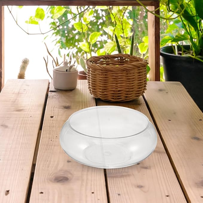 Kisangel Plastic Fish Bowl Round Bubble Bowl 2800ml Desktop Terrarium Ball Goldfish Tank Wide Mouth Air Plant Vase Hydroponic Succulent Flower Planter for Home Office