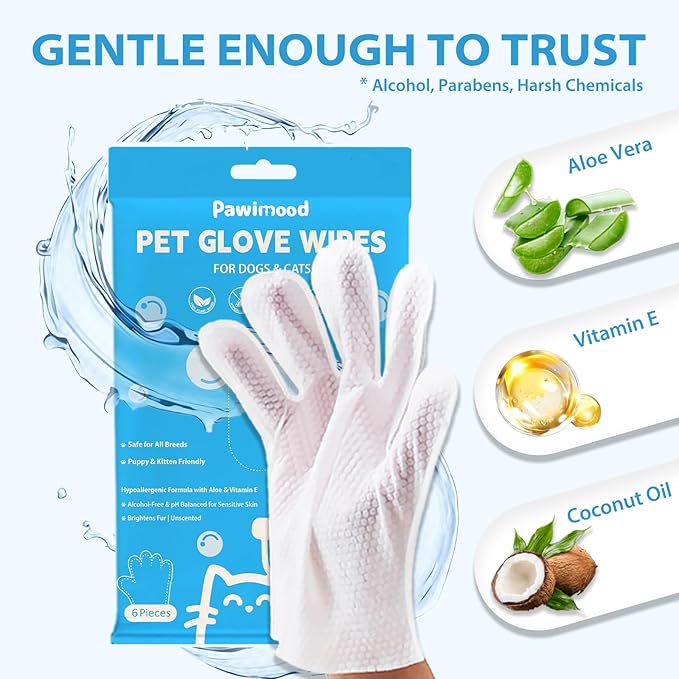 30Pcs Hypoallergenic Pet Grooming Wipes for Dogs & Cats - Coconut Oil Cleaning & Deodorizing Bathing Wipes with Hydrating Formula for All Body Parts,Dog Cleaning Wipes Remove Odor (5 Pack)