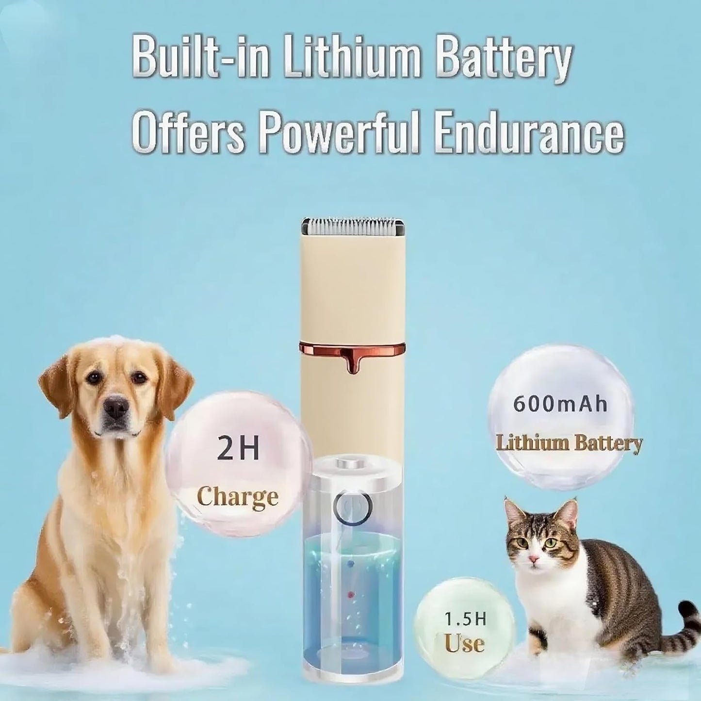 4 in1 Pet Dog Grooming Clippers Cat Nail Clipper&Paw Trimmer Dog Hair Trimmer-Low Noise Rechargeable - Cordless Quiet Pet Grooming Supplies for Dogs Hair Nail Clippers Around Eyes and Ears (Beige)