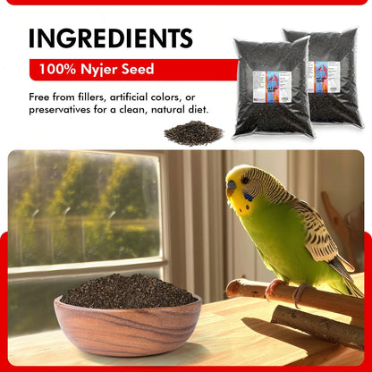 Morning Bird Nyjer Seed for Birds 18 lbs (2-Pack, 9 lbs Each)– Energizing Nutrition with Rich in Vitamins and Supplements – Ideal Bird Food for Breeding & Molting – Finch Seed for All Birds
