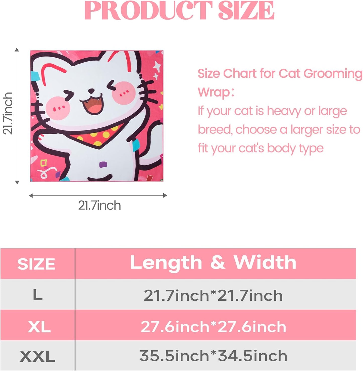 21.7" Cat Wrap for Cutting Nails, Cat Restraint for Nail Clipping, Cat Swaddle Wrap for Kittens, Cat Burrito Wrap Can Be Applied to Cat Nail Trimming, Large, Within 6lbs