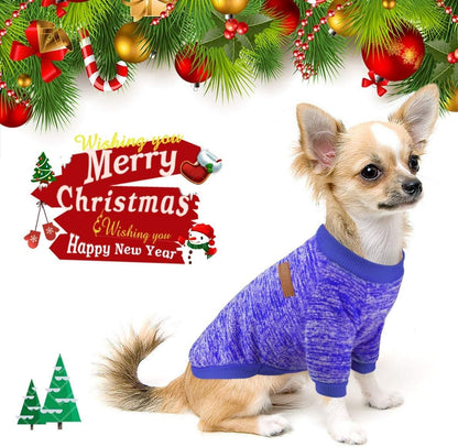 Idepet Pet Dog Classic Knitwear Sweater Soft Fleece Coat Thickening Warm Pup Dogs Shirt Winter Pet Dog Cat Clothes Puppy Customes Clothing for Small Dogs (XXS, DarkBlue)