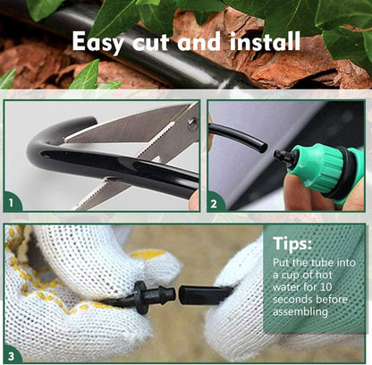 Bonviee 400ft 1/4 inch Drip Irrigation Tubing, Drip Irrigation Hose, Garden Watering Tube Line for Garden Watering System