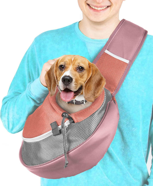 Pet Sling Carrier - Soft Front-Chest Holder Bag Pouch for Small Pets (Ideal for Dogs, Puppies & Cats 6–10 lbs) - Carefully Sized for Yorkie, Maltese, Chihuahua, Papillon Doggy -(Red-L)