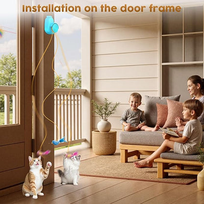 Interactive Cat Toys for Indoor Cats - Automatic Flying Bird & Mouse Wand Enrichment Toy, Hands-Free or Handheld USB-Rechargeable Safe Play Chase Exercise for Bored Kittens and Adult Cats