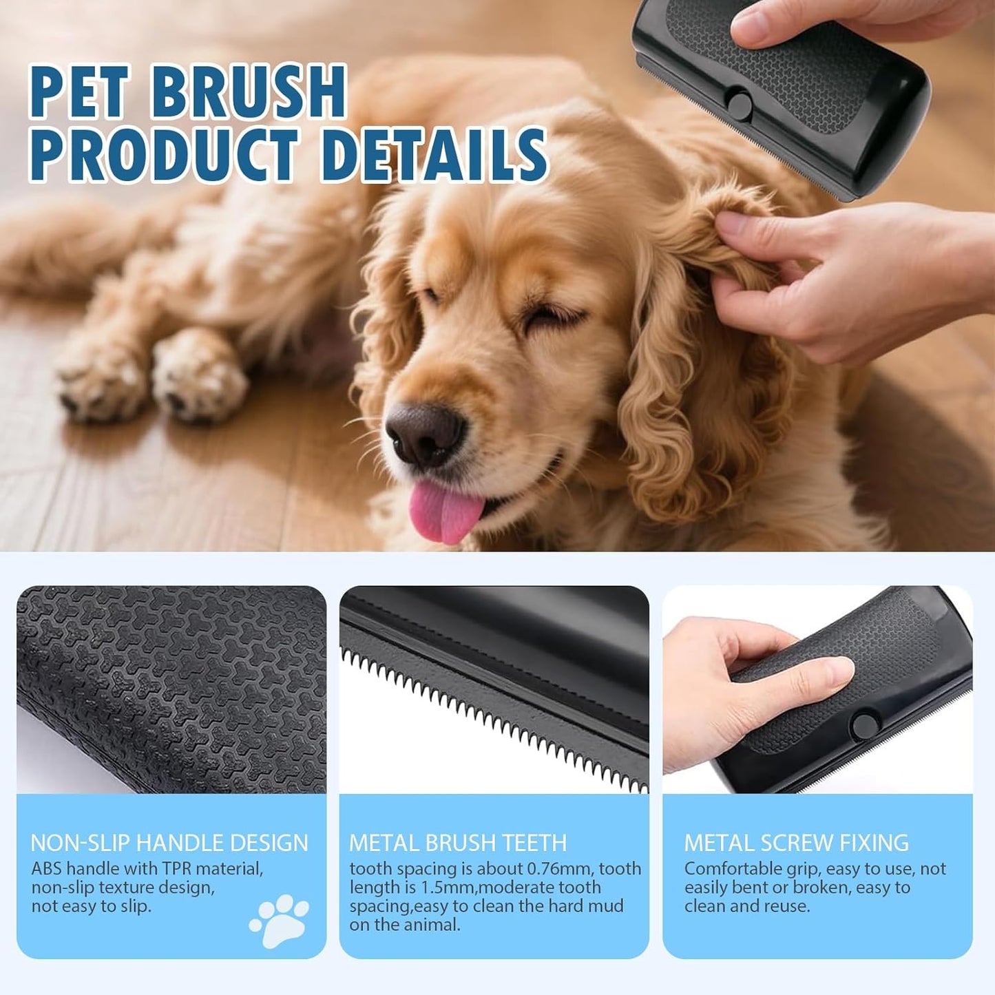 Deshedding Dog Brush, Groompro Deshedding Brush for Cats, Dogs, Rabbits, Horses, Ergonomic Pets Groomer for Matted Hair, 2PCS
