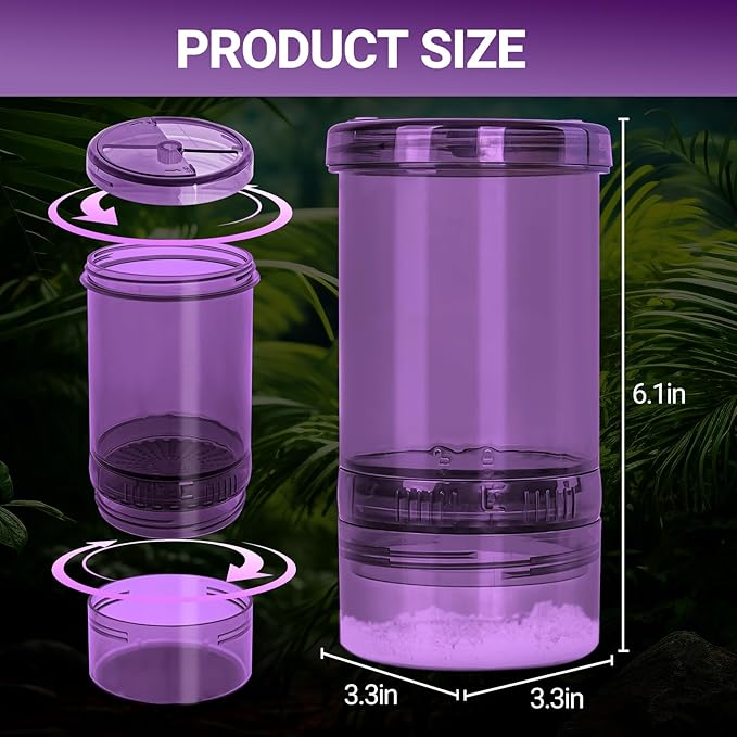 Cricket Calcium Powder Mixer, Reptile Cricket Keeper, Reptile Calcium Duster for Bearded Dragon Gecko Lizard Snake Chameleon (Purple)