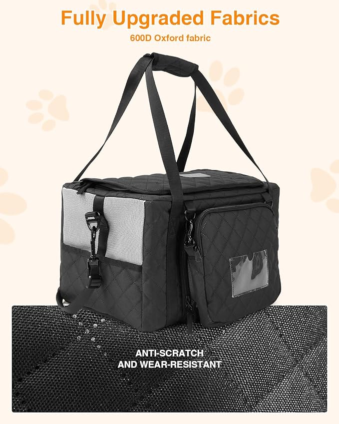 PETUX Small Cat Carrier - Pet Carrier Airline Approved for Kitten Under 10 lb - Escape-Proof, Foldable and Portable Cat Carriers with Removable Bag and Safety Buckle for Travel, Vet Visits - Grey