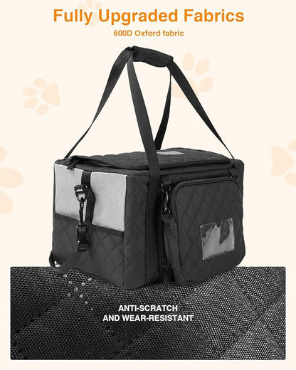 PETUX Small Cat Carrier - Pet Carrier Airline Approved for Kitten Under 10 lb - Escape-Proof, Foldable and Portable Cat Carriers with Removable Bag and Safety Buckle for Travel, Vet Visits - Grey