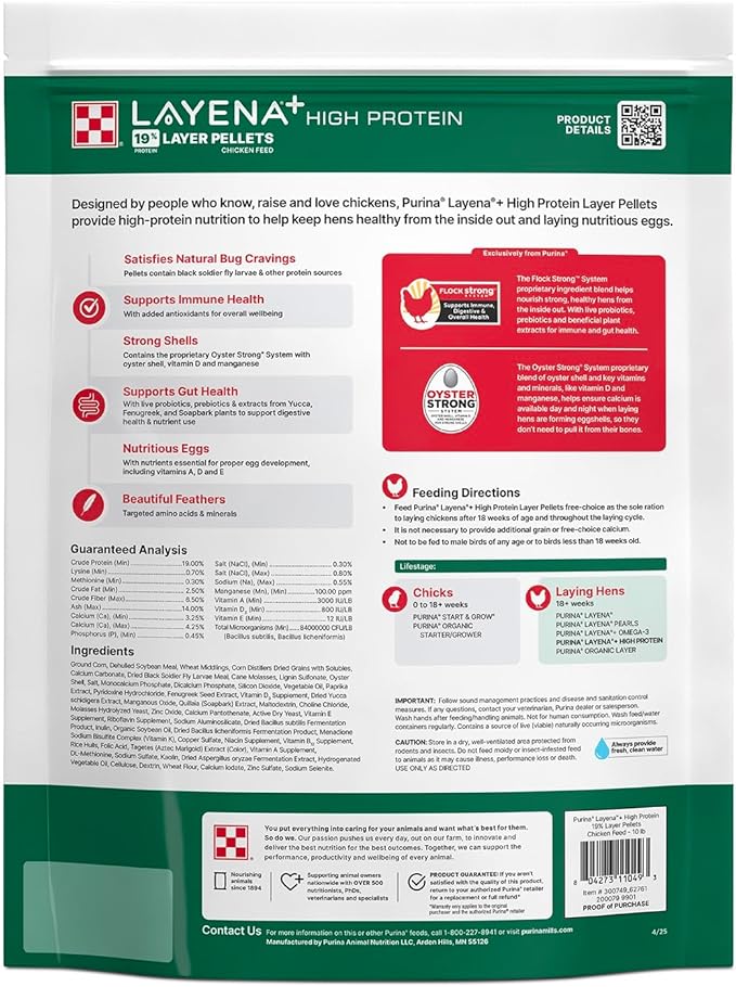 Purina Layena + High Protein Layer Chicken Feed (10 Pound)