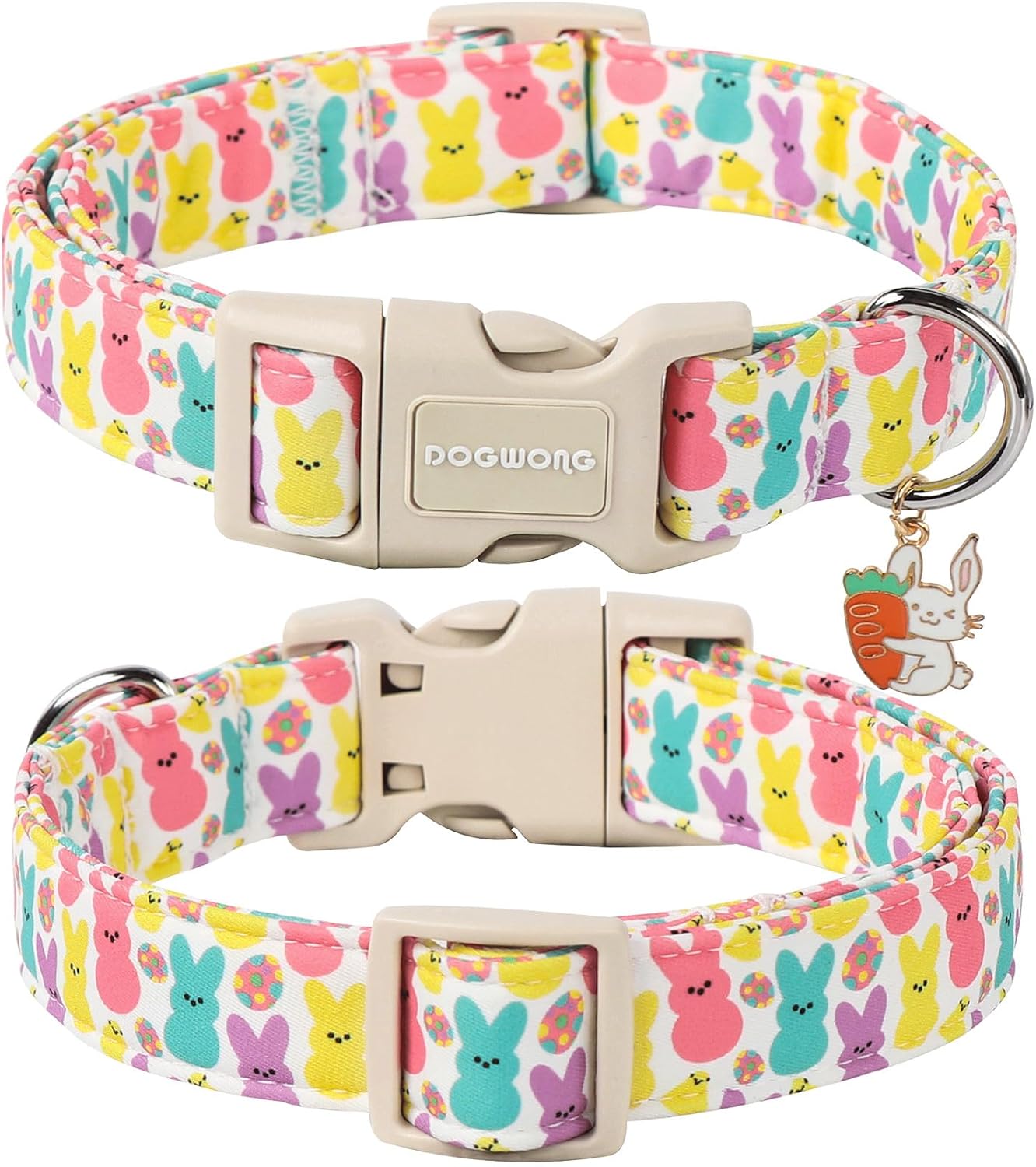 DOGWONG Easter Dog Collar- Cute Coloful Egg Dog Collars Adjustable Designer Easter Day Puppy Heart Dog Collar for Small Medium Large Dogs M