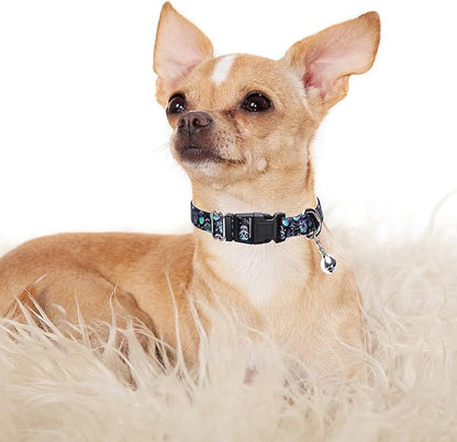Skull Dog Collar with Bell, Pretty Cool Boy Cat Collar Tiny Puppy Collars with Bells for Xs Small Pet Male Dogs Kitten Little Animal, XSmall