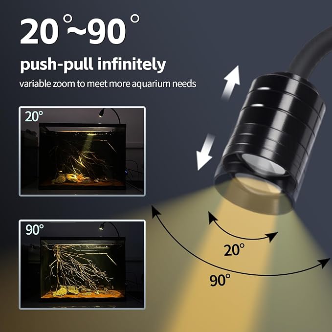 UPETTOOLS 3W LED Aquarium Light with 3 Color Modes – Clip On Fish Tank Lamp for Plants, Terrariums & Coral (Yellow, Warm White, White)