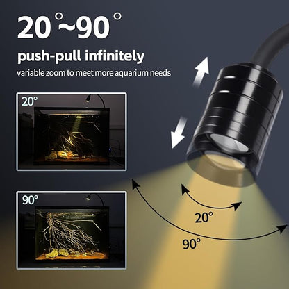 UPETTOOLS 3W LED Aquarium Light with 3 Color Modes – Clip On Fish Tank Lamp for Plants, Terrariums & Coral (Yellow, Warm White, White)