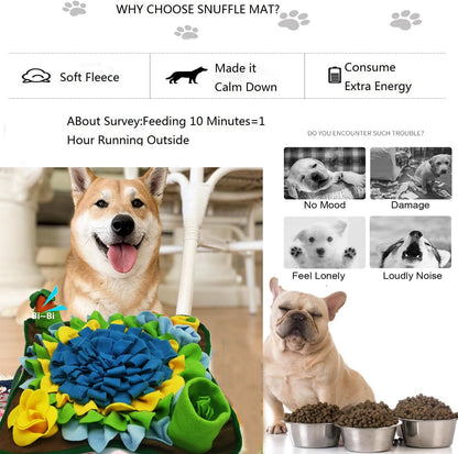 Dogs Snuffle Mat Pet Feeding Mats Puppy Sniffing Pad,Cat Doggies Interactive Puzzle Toys for Multiple Breeds Encourages Natural Foraging Skills,Training and Stress Release (Blue-01)